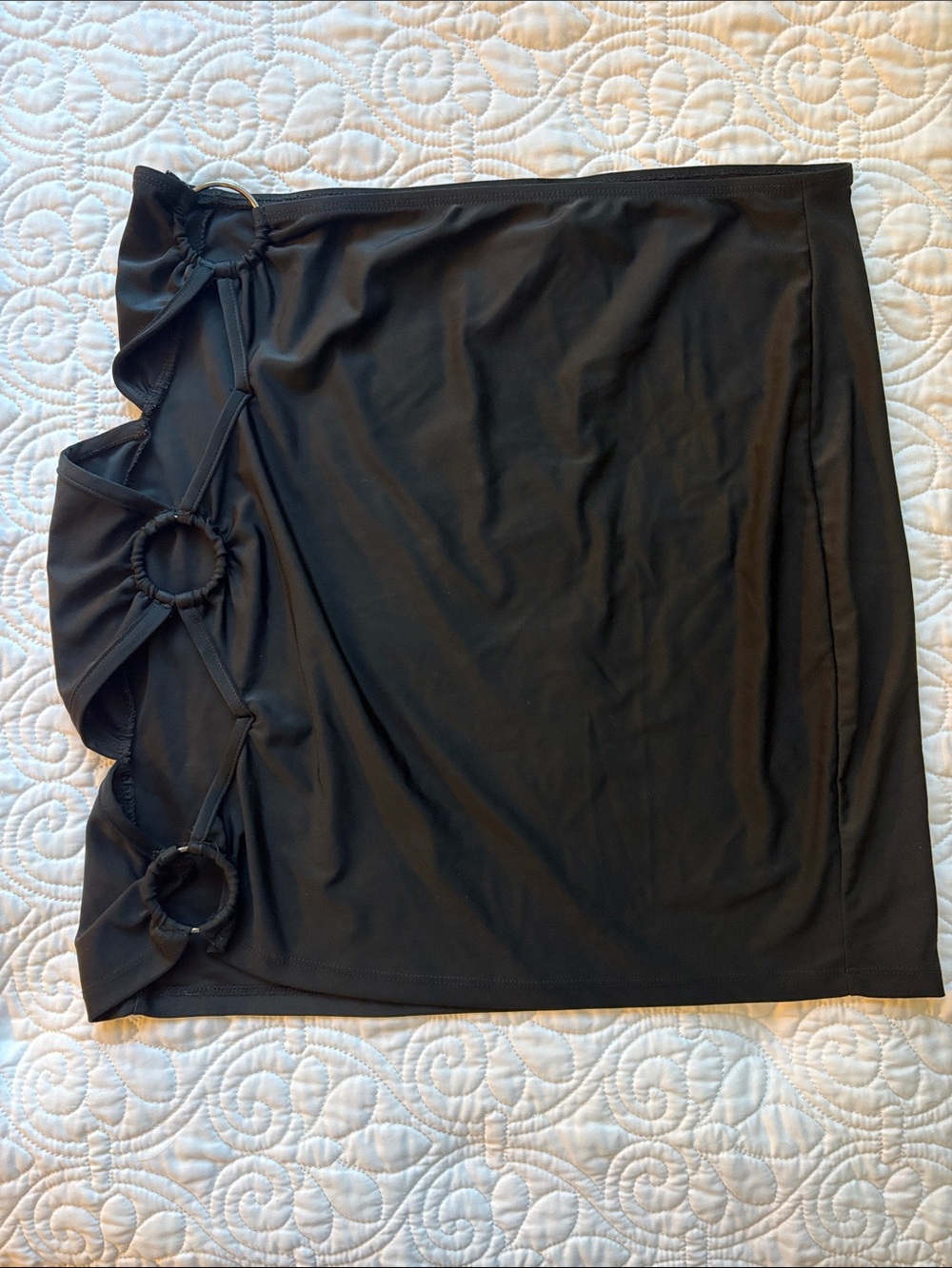 Black Mini Skirt with Ring-Detail Accents